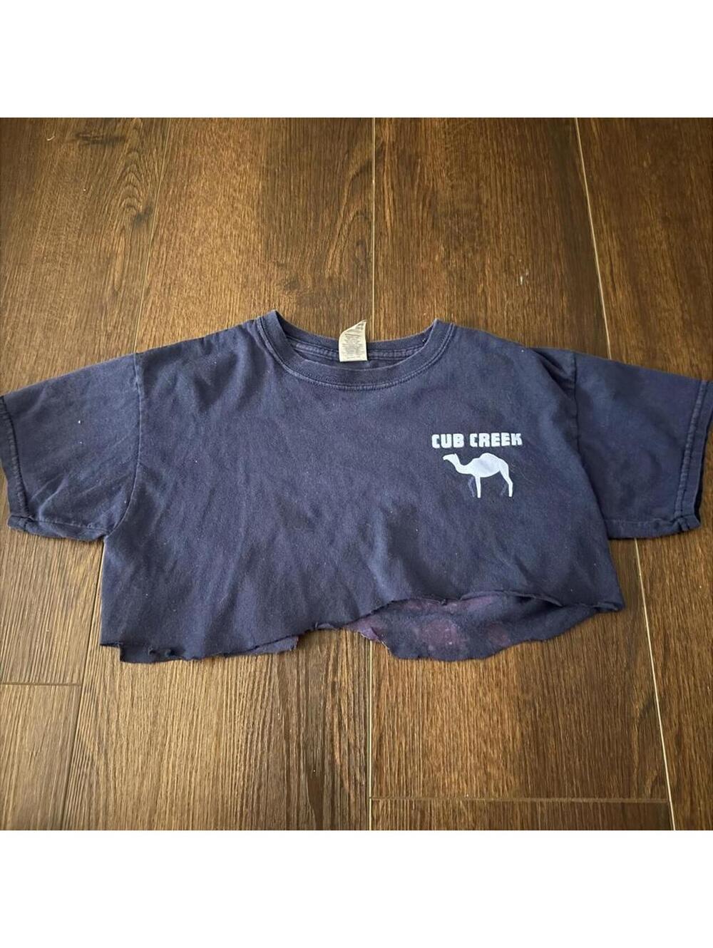 Women's Navy and Blue Crop-top